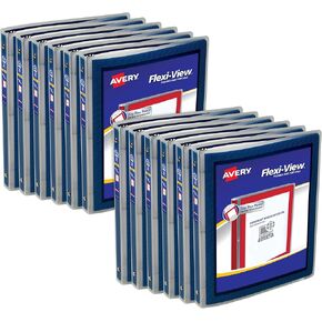 Avery Flexi-View 3 Ring Binder, 1/2 Inch Round Rings, 12 Navy Blue Binders (15766)