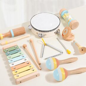 Baby Musical Instruments for Toddlers 1-3, 8PCS Montessori Musical Toy Set with Xylophone, Drum, Maracas...Perfect Toy Gift for 1-3 Year Old Boy Girl