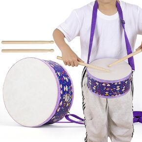 Kids Drum Set with Adjustable Strap: Toddler Musical Instrument for Ages 3-5, Wearable Drum Kit with Drumsticks, Educational Percussion Toy for Rhythm Music Development (Black)