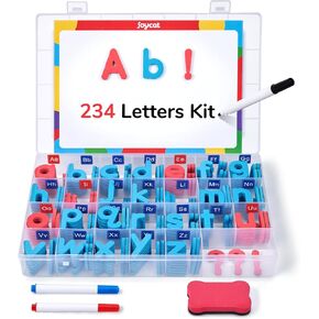 JoyCat Classroom Magnetic Letters Kit 234 Pcs with Double-Side Magnet Board - Foam Fridge Alphabet Letters for Kids Spelling and Learning
