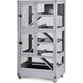 GUTINNEEN Ferret Cage Chinchilla Cage Five Layer Mobile Small Animal Cages Anti-Chewing for Rat Squirrel Critter Nation 55.2" H