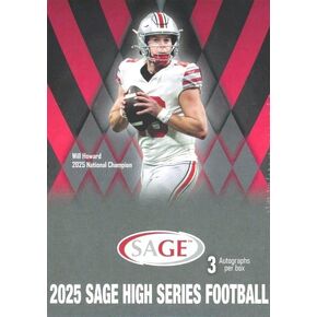 2025 Sage Football HIGH Series EXCLUSIVE Factory Sealed Blaster Box with (3) AUTOGRAPHS & (60) ROOKIE Cards! Look for RC & Autos of Cam Ward, Mathew Golden, Ashton Jentry, Dillon Gabriel & More
