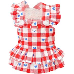 Dog Dress Girl for Small Medium Dogs,Pet Summer Princess Dresses Dog Striped Skirt for Chihuahua Yorkies Outfit_2XL(Red Heart)