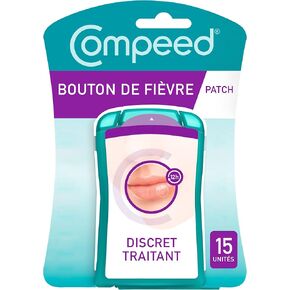 Compeed - Patch Bouton de Fièvre - Discret Pour un Traitement Rapide - Soins Jour et nuit qui accélèrent la guérison - 15 patchs Anti-boutons de fièvre - Format (1,5 x 1,5 cm)