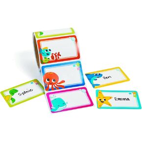 Fun Express 3 1/2" x 2 1/4" Under The Sea Self-Adhesive Name Tags/Labels - 100 Stickers - Great for Classroom, Church, Daycare of Party Supplies