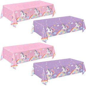 4 Pack Mermaid Tablecloth Mermaids Laser Table Cover for Girls Mermaid Birthday Party Decorations, 108x54 Inch