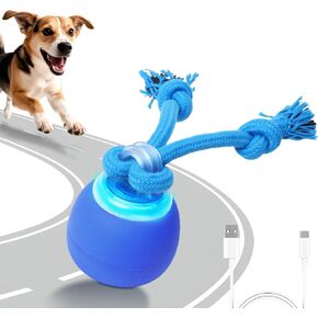 Interactive Dog Toys Touch Activated Bouncing & Jumping Dog Ball with Rope, Squeaky Doggie Toys to Keep Them Busy