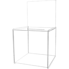 8" Ballot Box with Header Sign Holder Clear Acrylic New Business Lead Collection Countertop Bin by Marketing Holders