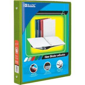 BAZIC 1/2" Lime Green 3-Ring View Binder w/ 2-Pockets Case of 12 (4104-12)