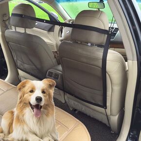 Car Dog Barrier Net, Pet Vehicle Divider Mesh, Stretchable Auto Backseat Protection Fence Net with Stretchy Bungee Cords, Adjustable Obstacle Mesh for Most Car, Truck, SUV (45"×24")