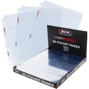 BCW LaserWeld 20-Pocket Coin Pages | 50 Count | Archival Acid-Free 3-Ring Binder Pages for Coins, Cards & Slides | Strong, Flat Laser-Welded Seams