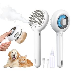 Cat Hair Brush, 6 in1 Pet Cat Steam Brushes for Shedding Indoor Cat Hair Cat Accessories Cat Grooming Supplies Spray Brush Kit Brush for Long Haired Cats Dog Comb
