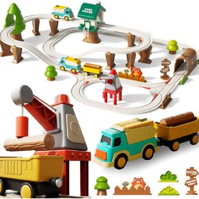 Toddler Electric Train Toy, Forest Theme Train Track Set for 3,4,5 Years Olds Kids, Boys and Girls