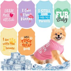 Abbylike 6 Pack Dog Shirts, Summer Stretchy Dog T-Shirts, Instant Cooling Quick Dry Lightweight Pet Sleeveless Shirts, Breathable Cats Puppy Vest, Tank Top for Pet Hunting Training Hiking Camping(L)
