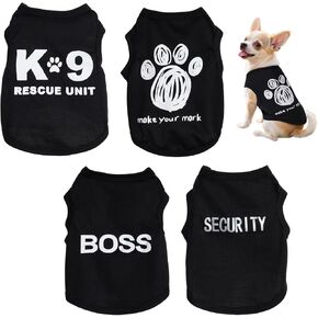 4Pcs Dog Shirts Puppy Clothes for Small Dogs, Teacup Chihuahua Yorkie Clothes, Soft Letter Security Pet Cat Summer Spring Shirts (XS)