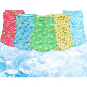 5 Pack Dog Cooling Shirts Quick Dry Vest Mesh Breathable Instant Cooling Dog Vest Lightweight Summer Beach Hawaii Jacket Collar for Outdoor Walking Hunting Hiking Clothes(L)