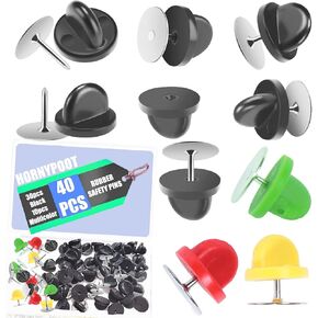 40 Pair Rubber Pin with Backs,Rubber Pin Butterfly Clutch Backings Holder Tie Tacks Keepers Replacement with 9mm Length Lapel Enamel Pins for Craft Making, Pin Safety Backs for Brooch Tie (40)