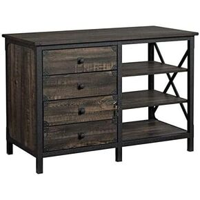 Rococo Romance Small Credenza - 3 Drawers with Full Extension Slides, Lower Drawer for File Storage, Adjustable Shelves, Finished in Carbon Oak