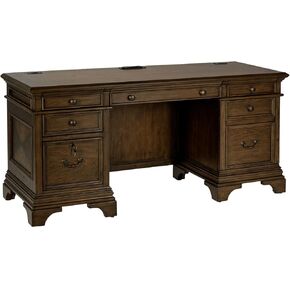 Island Oasis Credenza with Power Outlet Burnished Oak