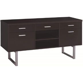 African Artistry Credenza with Metal Sled Legs Cappuccino