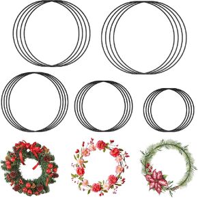 ‌20 Black Metal Floral Hoop Rings Set (4", 6", 8", 10", 12") - Dream Catcher Rings Wreath Making Kit for Wedding Decor DIY Wall Hangings - Multipurpose Craft Hoops for Macrame & Centerpieces‌