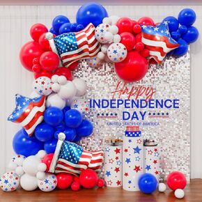 DIY Independence Day Balloon Arch kit 138pcs for 4th of July America Patriotic Red White Blue Memorial Day USA Party Backdrop Decoration (Red White Blue)