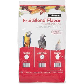 ZuPreem FruitBlend Flavor Pellets Bird Food for Parrots and Conures, 35 lb - Daily Blend Made in USA for Caiques, African Greys, Senegals, Amazons, Eclectus, Small Cockatoos
