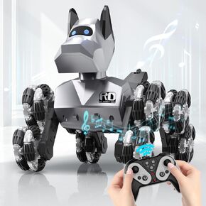INGQU® Robot Dog Toy, 360°Rotate Remote Control Robot Dog with Dancing & Sound FX, Remote Control Cars RC Stunt Robotic Dogs with LED Eyes, Electronic Pet Toys Gifts for Boys Kids Age 3-5 6-7 8-12