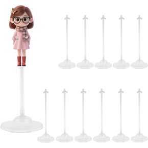 Transparent Doll Stands Compatible with Monster High, Lightweight Doll Stands Compatible with Monster High for Dolls Mini Display With Adjustable Waist Clip,12PCS