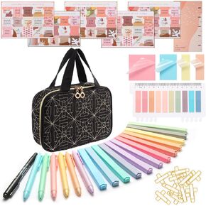 CTWWFS Bible Journaling Kit Bible Study Supplies for Women, Book Annotation Kit with No Bleed Highlighters and Pens, Tabs, Sticky Notes and More Study Tools, bible study kit for gift (Pink)