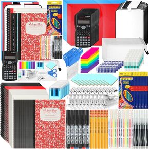 1 Set High School Supplies Kit, 51 Pcs Per Set Back to School Supplies College Bundle Essential Stuff Bulk Stapler Notebook Calculator for Senior Student Girl Teen Classroom Boy Classroom