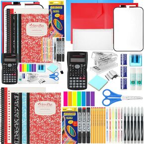 1 Set High School Supplies Kit, 51 Pcs Per Set Back to School Supplies College Bundle Essential Stuff Bulk Stapler Notebook Calculator for Senior Student Girl Teen Classroom Boy Classroom in Kuwait