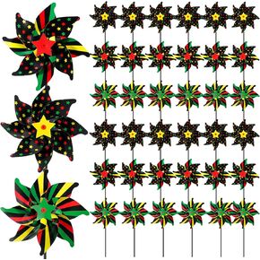 36 Pcs Juneteenth Decorations Pinwheels Bulk,Juneteenth Yard Sign These Eye Catching Garden Pinwheels Decor,African American Independence Day Sign for Lawn Yard Party Decorations Supplies