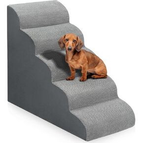 Dog Stairs for Bed 28.7"H, 5-Step Dog Ramp, Non-Slip Sturdy Pet Steps for Small Dogs & Cats to get on High Bed or Couches, Grey