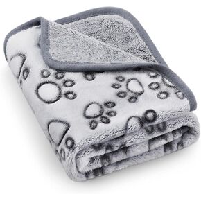 Luciphia Premium Soft Dog Blanket for Small Medium Large Dogs Washable 300GSM Fluffy Warm Fleece Puppy Cat Paw Print Pet Flannel Grey Paw M(30"x20")