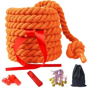 40FT Tug of War Rope for Adults,Tag o War Ropes,Tug a War Rope,Soft Natural Twisted Cotton Ropes Games for Team Building Activities, Carnival Party, Family Reunion,Yard Games(Red/Yellow/Blue)