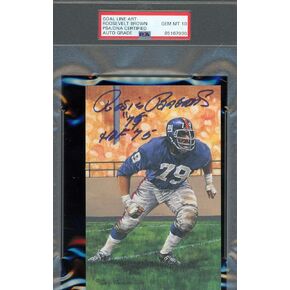 Roosevelt Brown Gem Mint 10 PSA DNA Signed Goal Line Art Card GLAC Autograph