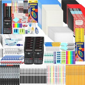 2 Sets Back to School Supplies Kit for Student 7-12 Grades Middle High School Backpack Back to School Supplies Bag Set Elementary Essential Bundle Bulk Essentials Includes calculators Markers