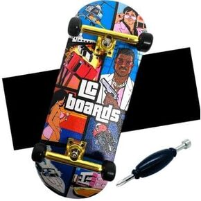 98X34 Complete GTA Graphic Foam Grip Tape Fingerboard Deck for Kids and Pro Riders - Ages 8 and Up