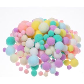 200 Pcs Pom Poms for Crafts, Assorted Colors Mini High-Elastic Craft Balls Pastel Hobby Decor Pom Poms for DIY Projects, Holiday Decorations, Party Supplies and Creative Crafts (4 Sizes)