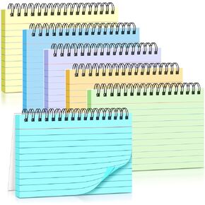BIGNC Index Cards with Ring, 4x6 Flashcards Spiral Ruled, Colored Lined Notecards with Waterproof Covers Flash Cards for Studying Nursing School Office Supplies (150 Sheets)