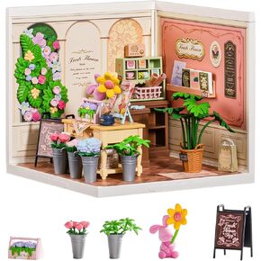 Rolife Super Creator Kits Fresh Flower Shop, Tiny House Building Blocks for Little Dolls, DIY Plastic Mini House Model Building Kits for Teens Aged 14+, DIY Crafts/Hobbies for Adult(Fresh Flower Shop)