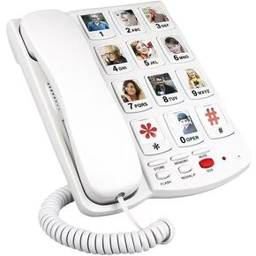 Corded Landline Phone for Seniors - Big Button Telephone with SOS Emergency Dial, Extra Loud Volume, Hearing Aid Compatible, Easy Operation for Elderly(Pictured_Key)