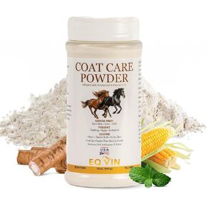 Coat Care Powder for Horses 8.4oz | Made in USA | Equine Skin Conditioner for Sweet Itch, Rain Rot & Skin Issues | Effective Dry Horse Shampoo & Daily Preventative | Herbal & Natural Formula