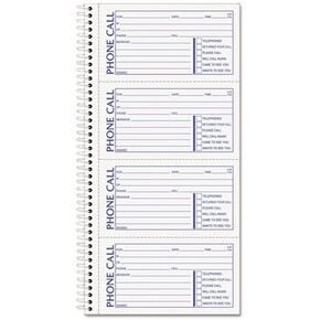 Tops Second Nature Spiralbound Phone Call Book - 400 Sheet(s) - Spiral Bound - 2 Part - Carbonless - 2.75" x 5" Form Size - 5.5" x 11" Sheet Size - 1Each