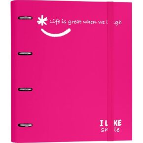 88101354. 4 Ring Binder Die Cut with Replacement, A4, Fuchsia, FSC Paper Lined Cardboard, Including Separators, Carpebook Like Smile