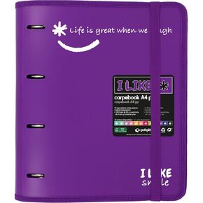88101835. 4 Ring Binder Die Cut with Replacement, A4, Purple, Semi-Rigid Polypropylene, Including Separators, Carpebook Like