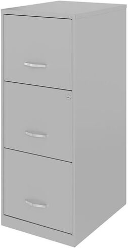 Pemberly Row 3 Drawer Modern Metal Vertical File Cabinet with Lock in Silver in Saudi Arabia