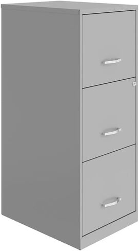Pemberly Row 3 Drawer Modern Metal Vertical File Cabinet with Lock in Silver in Saudi Arabia