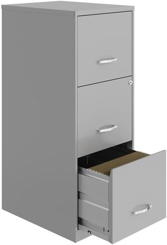 Pemberly Row 3 Drawer Modern Metal Vertical File Cabinet with Lock in Silver in Saudi Arabia